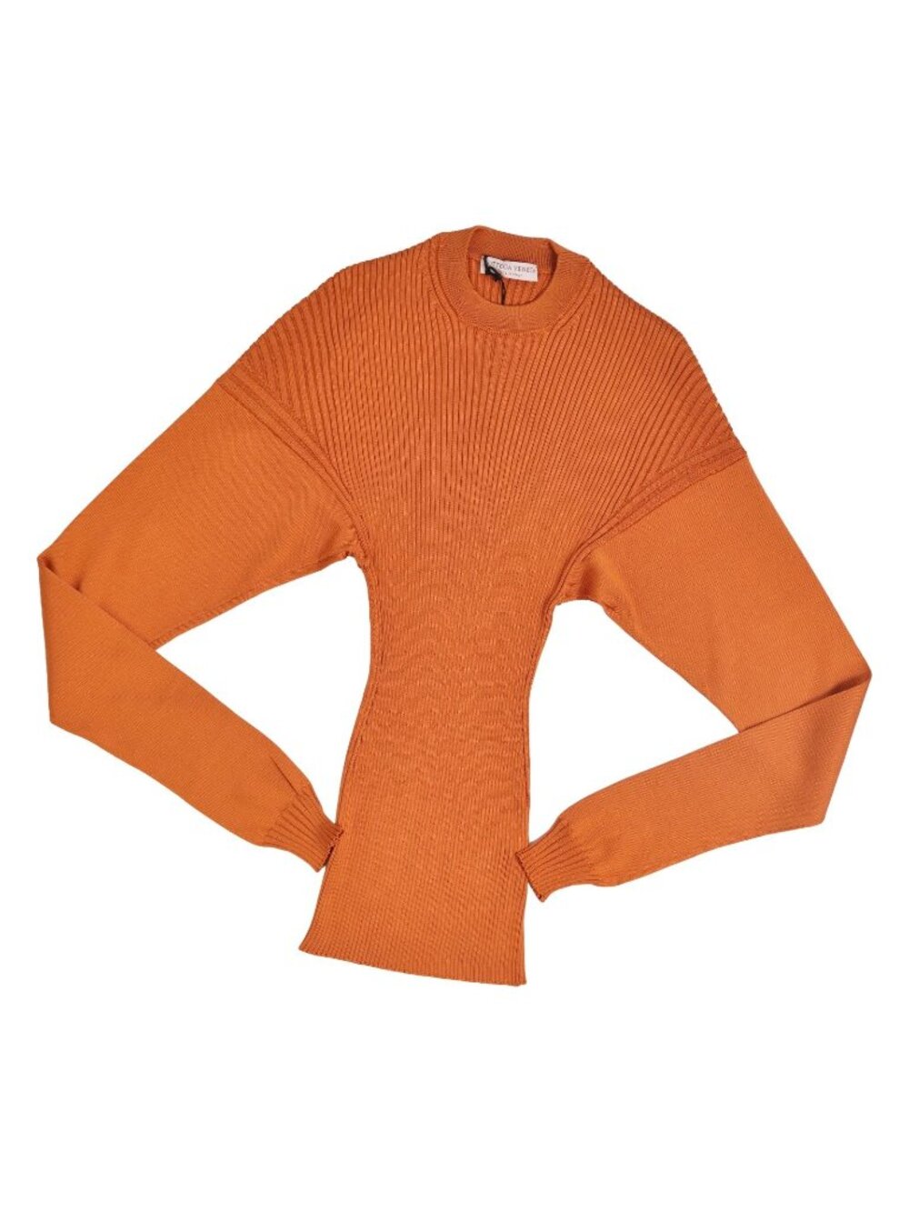 Bottega Veneta Knit Sweater Long Sleeve Pleated Top Silk Brown 38